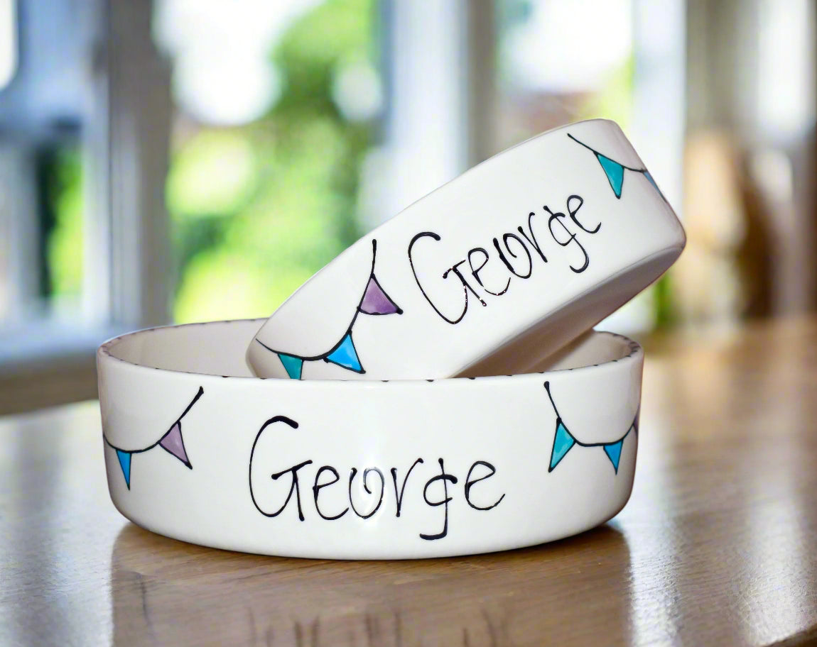 Personalised Straight sided Bunting 2 bowl set