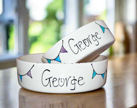 Personalised Straight sided Bunting 2 bowl set
