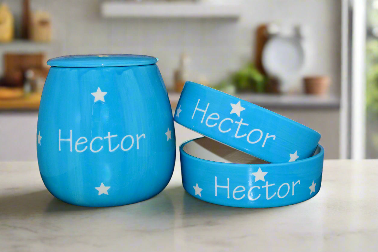 Personalised Straight sided Polka design Treat Jar set