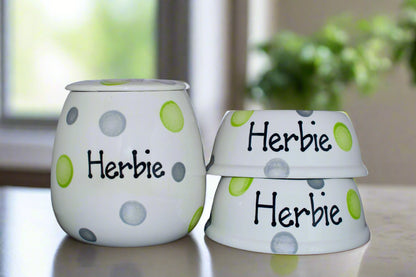 Personalised Slanted Spotty Design Treat Jar set
