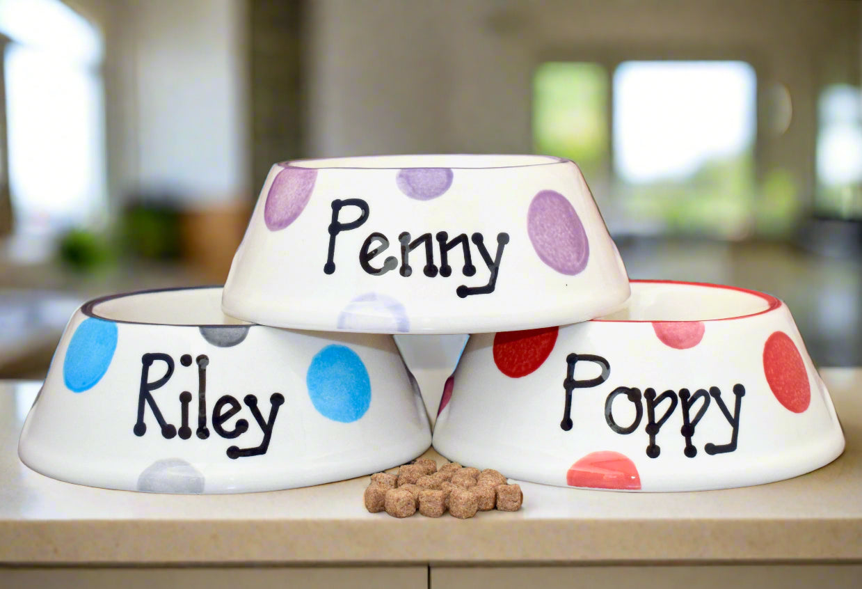 Personalised Slanted Spotty Bowl