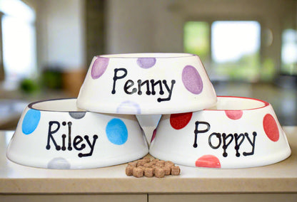 Personalised Slanted Spotty Bowl
