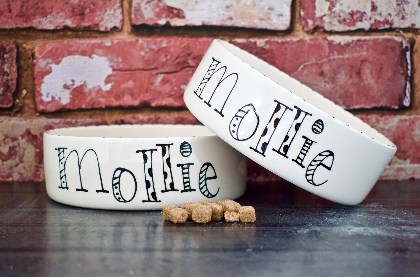 Personalised Straight sided Doodle Font 2 bowl set