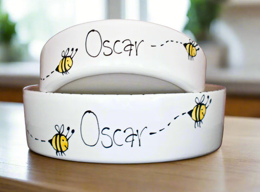 Personalised Straight sided Bee Design 2 bowl set