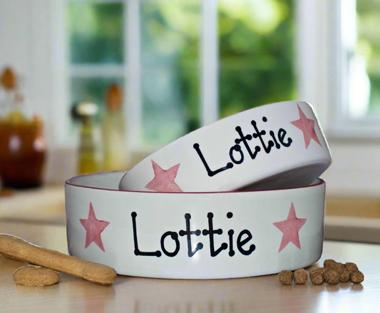 Personalised Straight sided Star Print design 2 bowl set