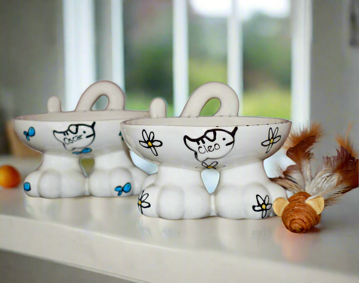 Personalised Cat Leg Bowl Whimsical Design