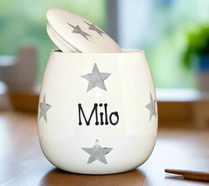 Personalised Treat Jar Star Print Design