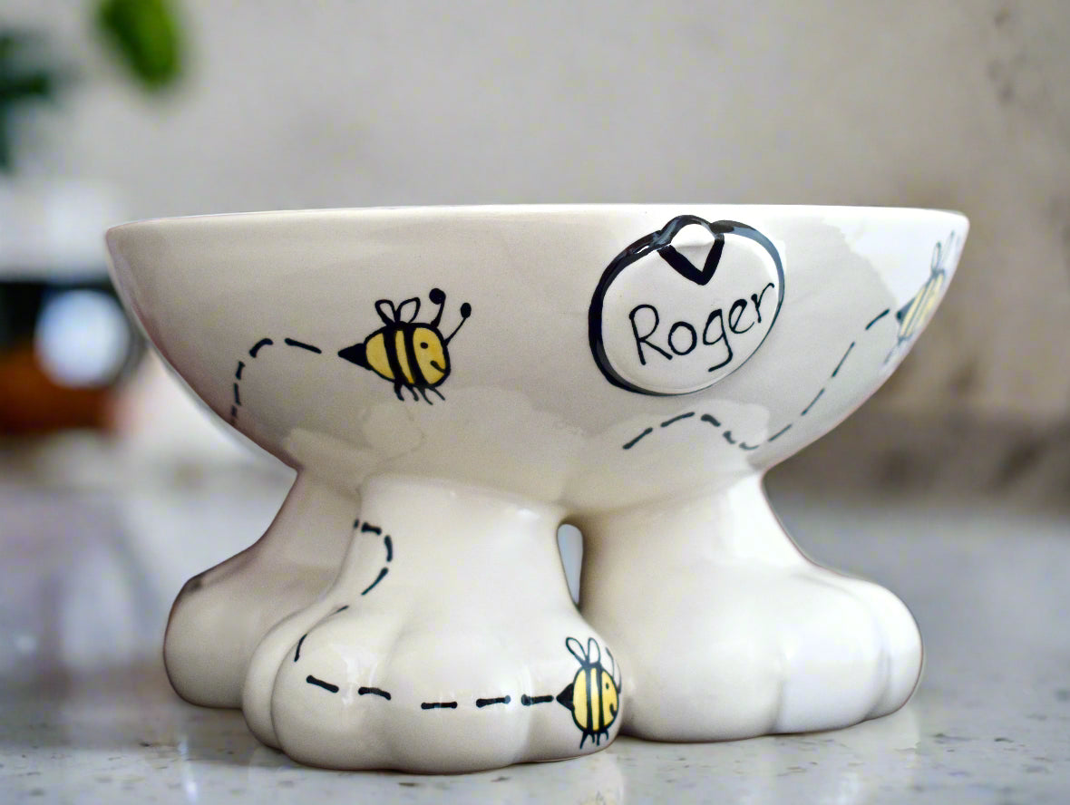 Personalised Dog Leg Bowl Bee Design