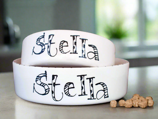 Personalised Straight sided Doodle Font 2 bowl set