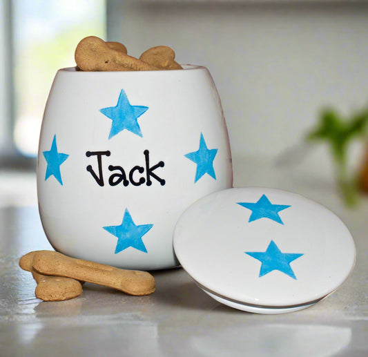 Personalised Treat Jar Star Print Design
