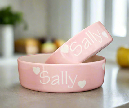Personalised Straight sided Polka design 2 bowl set