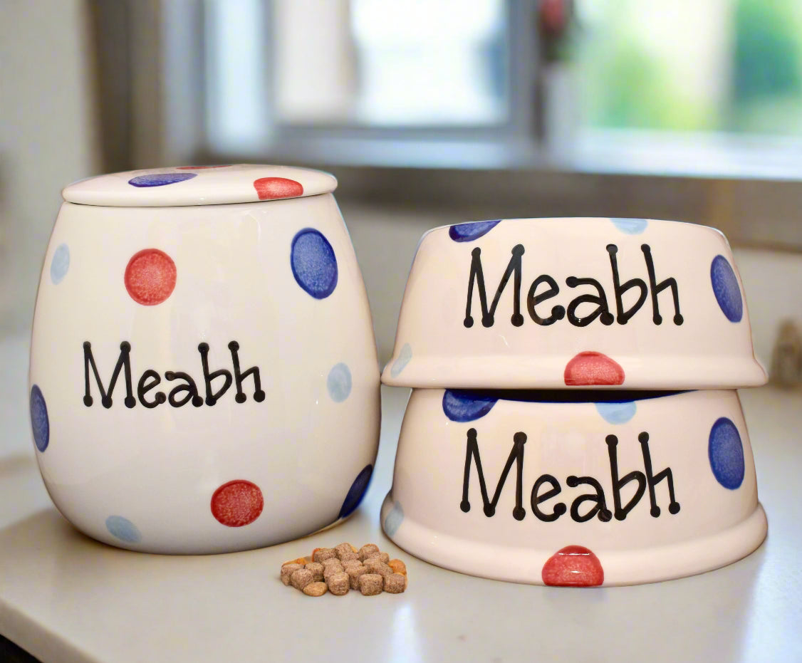 Personalised Slanted Spotty Design Treat Jar set