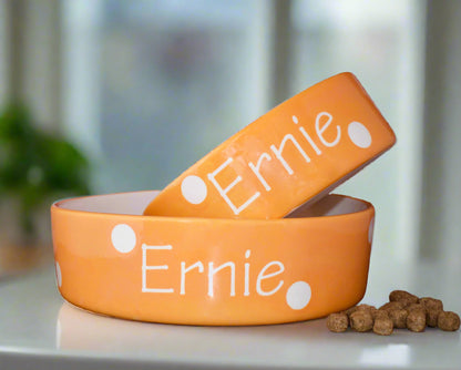 Personalised Straight sided Polka design 2 bowl set