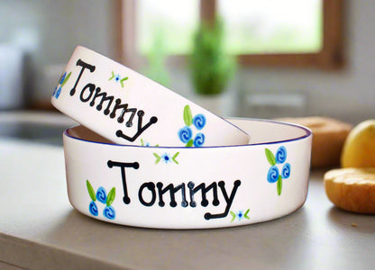 Personalised Straight sided Roses design 2 bowl set