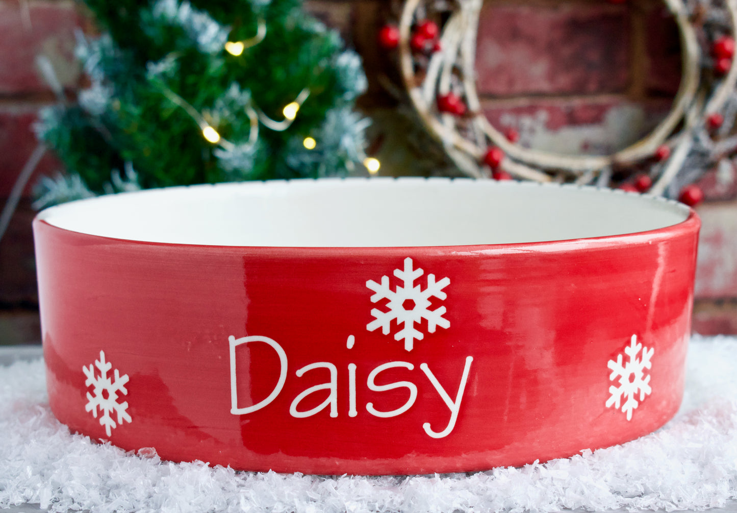 Personalised Straight Sided Christmas Snowflake Bowl
