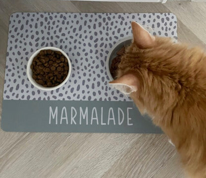 Personalised Pet Bowl Mat Spotty Stripe Design