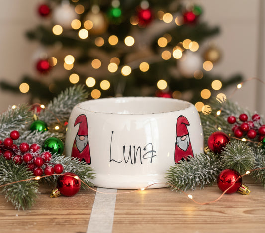 Personalised Slanted Christmas Gonk Bowl