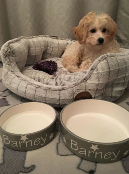 Personalised Straight sided Polka design 2 bowl set