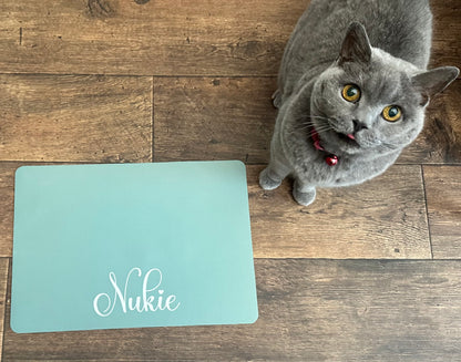 Personalised Pet Bowl Mat Flat Colour Design