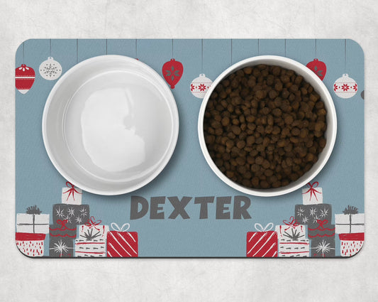 Personalised Pet Bowl Mat Christmas Presents Design