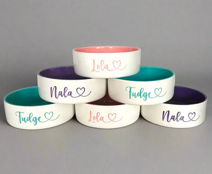 Personalised Straight Sided Monochrome Bowl Heart Font