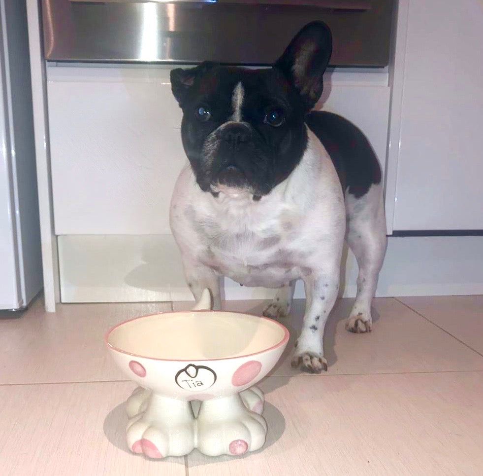 Personalised Dog Leg Bowl Spotty Design