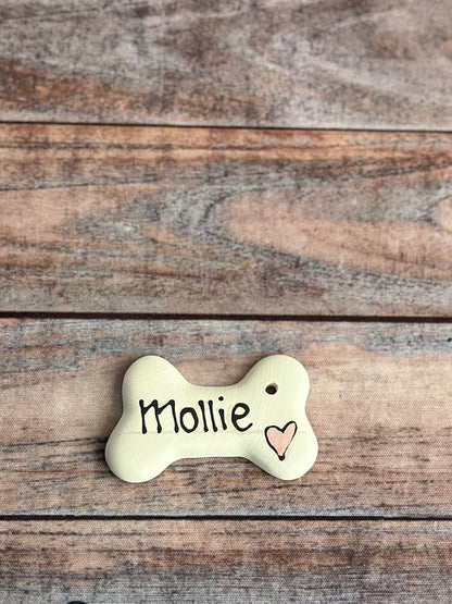 Personalised Small Ceramic Hanging Christmas Bone Decoration