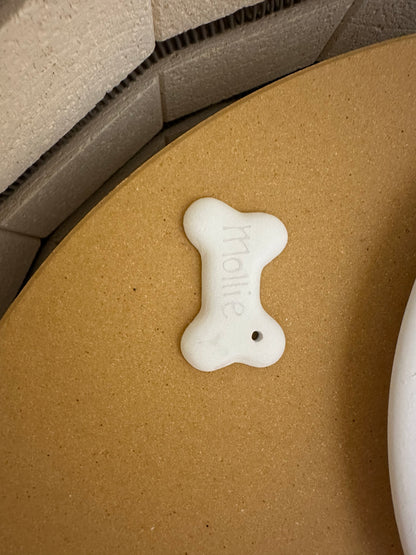 Personalised Small Ceramic Hanging Christmas Bone Decoration