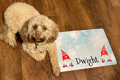 Personalised Pet Bowl Mat Christmas Gonk Design