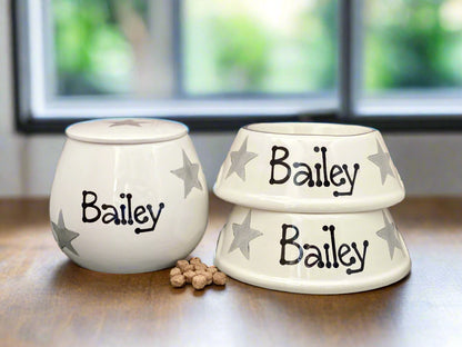 Personalised Slanted Star Print design Treat Jar set