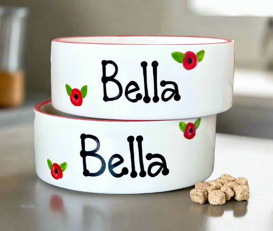 Personalised Straight sided Poppy Design 2 bowl set