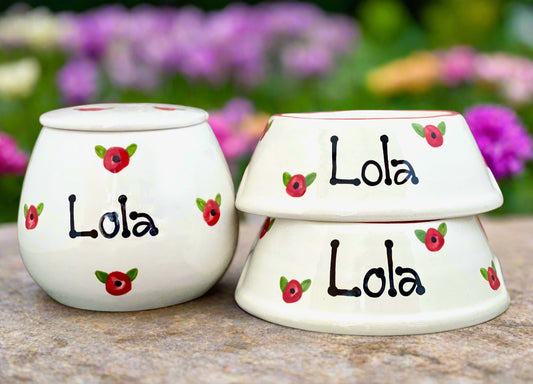Personalised Slanted Poppy Design Treat Jar set