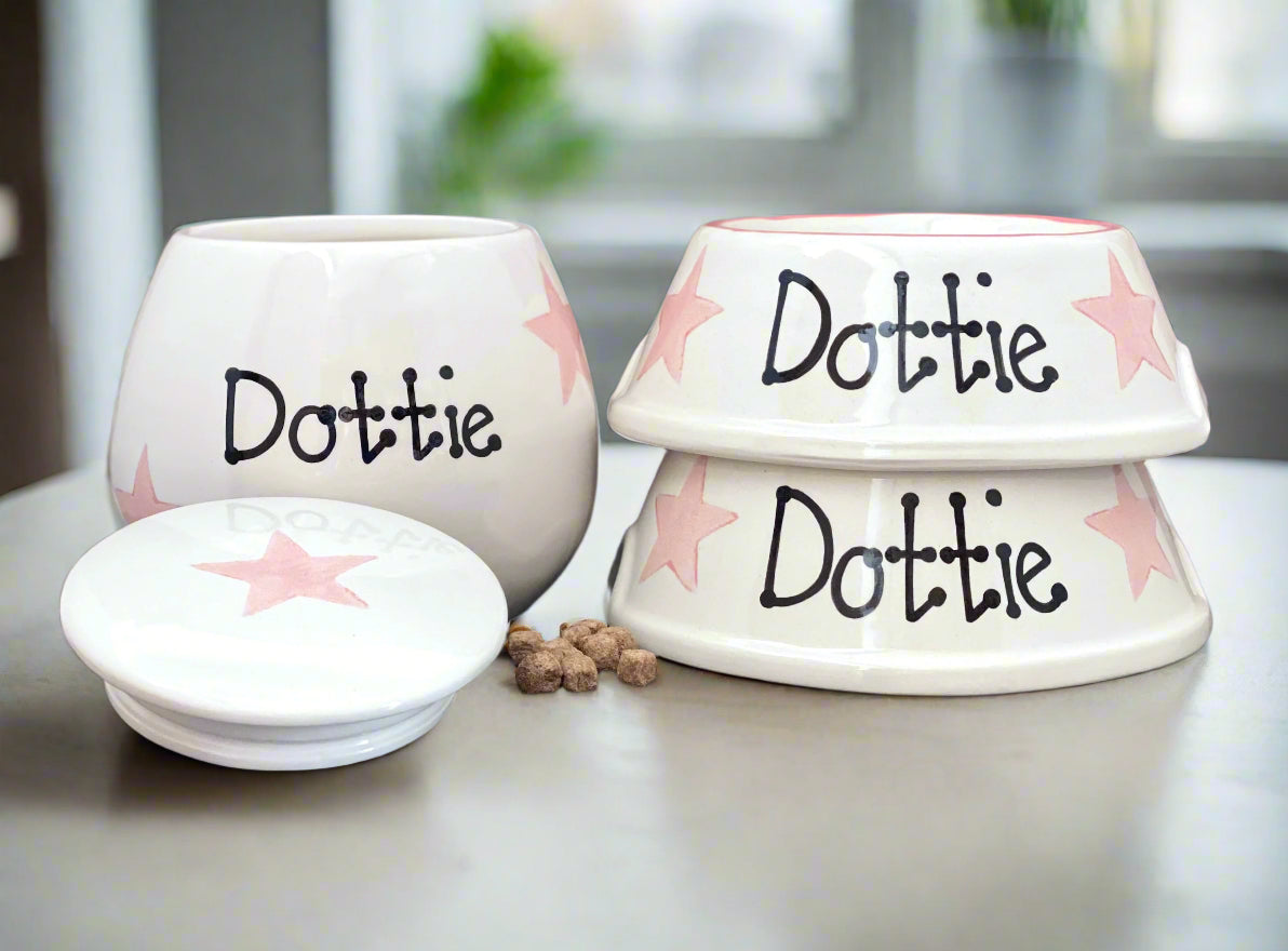 Personalised Slanted Star Print design Treat Jar set