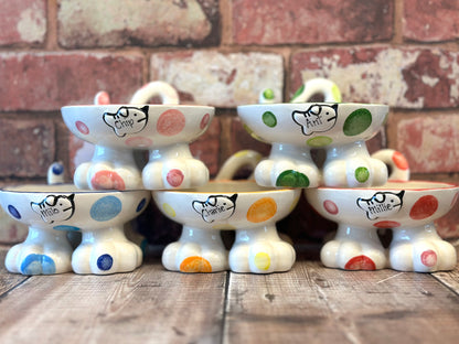 Personalised Cat Leg Bowl Spotty Design