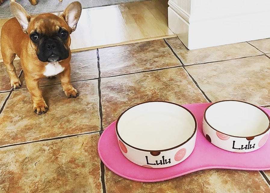 Personalised Straight sided Spotty design 2 bowl set