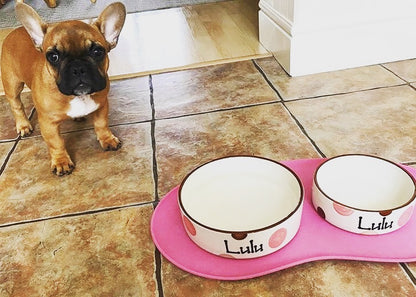 Personalised Straight sided Spotty design 2 bowl set