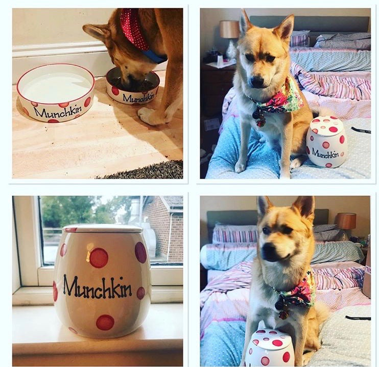 Personalised Straight sided Spotty Design Treat Jar set