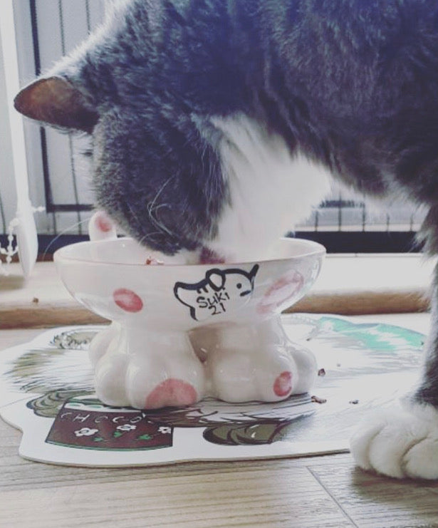 Personalised Cat Leg Bowl Spotty Design