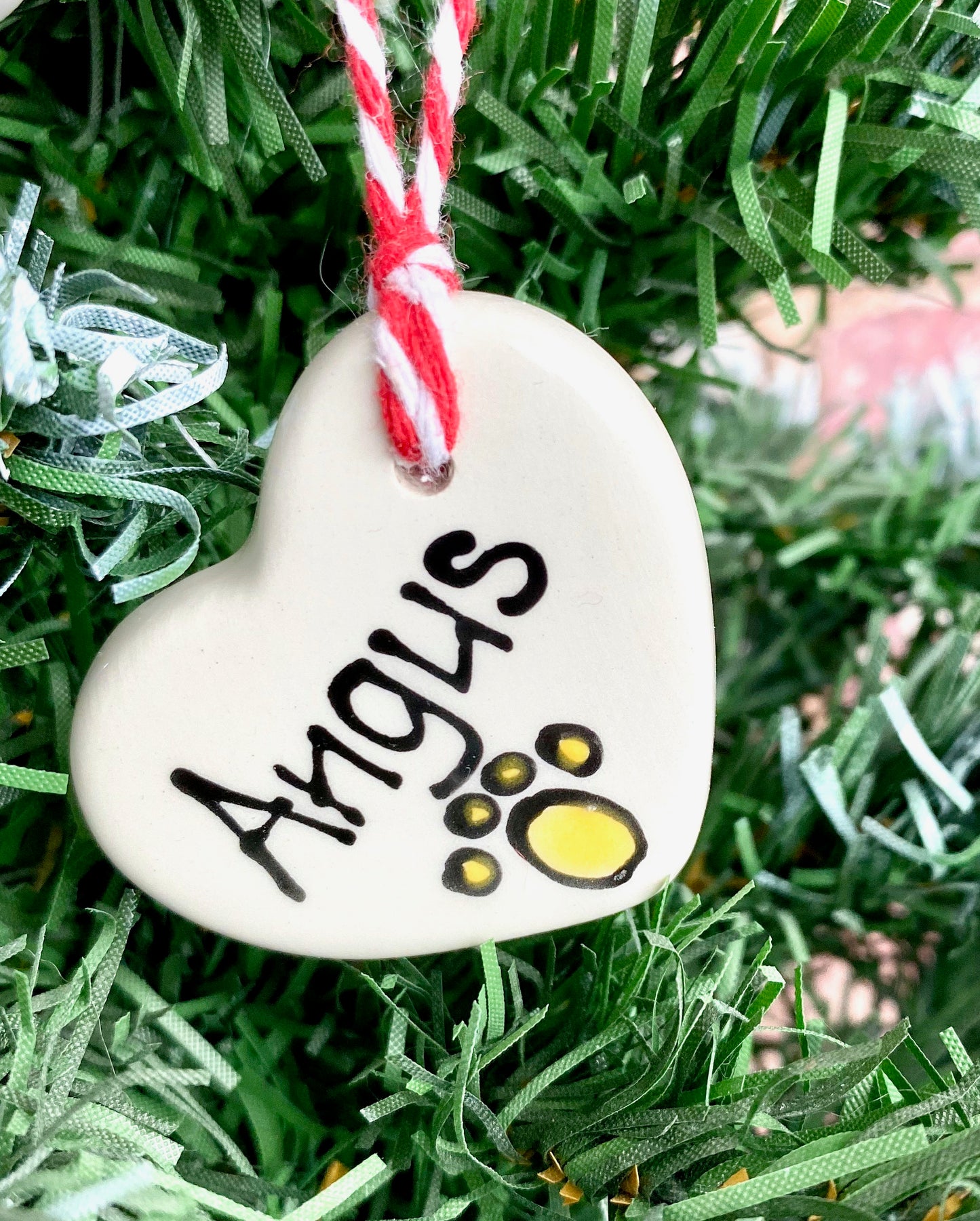 Personalised Small Ceramic Hanging Christmas Heart Decoration