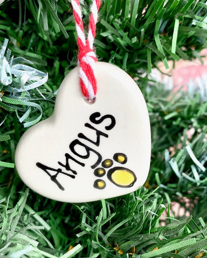 Personalised Small Ceramic Hanging Christmas Heart Decoration