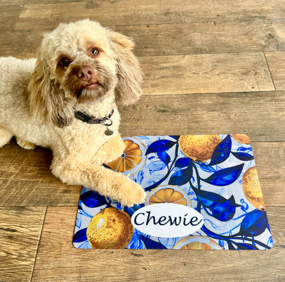 Personalised Pet Bowl Mat Amalfi Coast Inspired