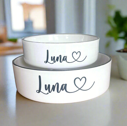 Personalised Straight sided Heart Font 2 bowl set