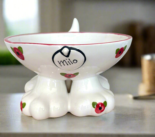 Personalised Dog Leg Bowl Poppy Design