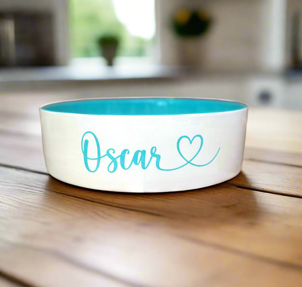 Personalised Straight Sided Monochrome Bowl Heart Font