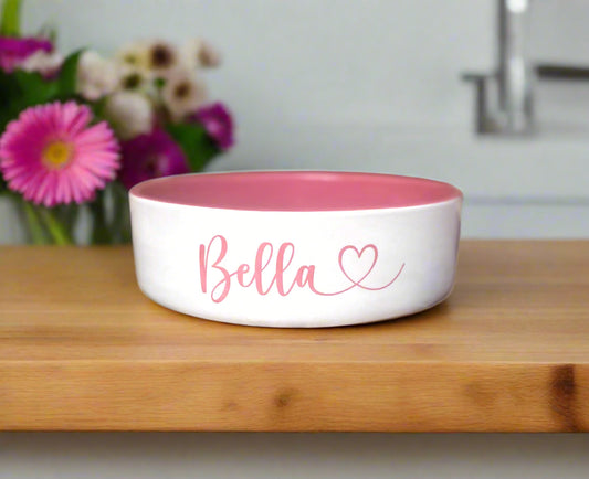 Personalised Straight Sided Monochrome Bowl Heart Font