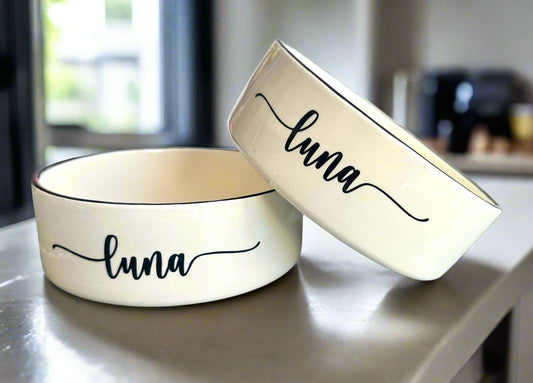 Personalised Straight sided Swash Font 2 bowl set