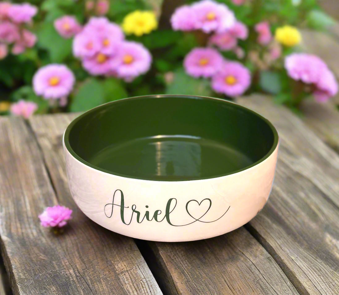 Personalised Straight Sided Monochrome Bowl Heart Font