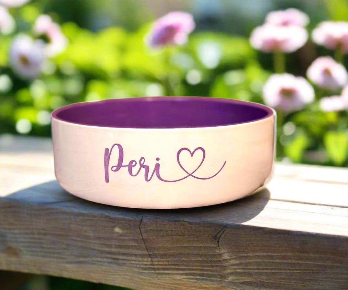 Personalised Straight Sided Monochrome Bowl Heart Font