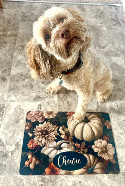 Personalised Pet Bowl Mat Halloween Design