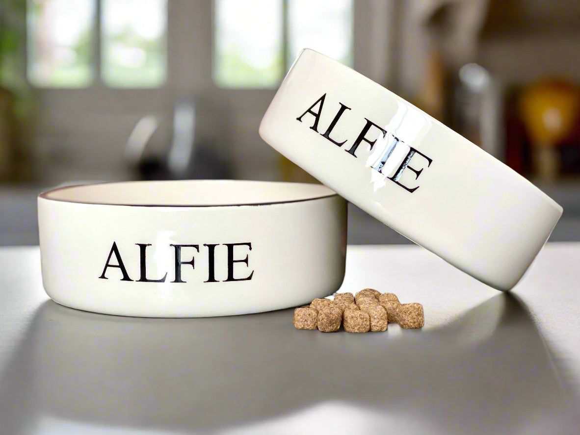 Personalised Straight sided Classic Font 2 bowl set